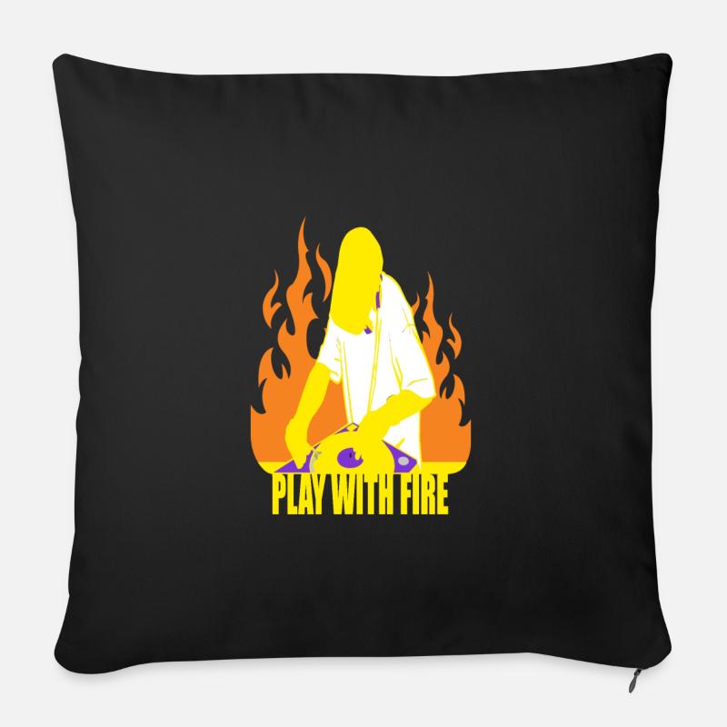 DJ joue avec le feu - Housse de coussin décorative 45 x 45 cm - noir