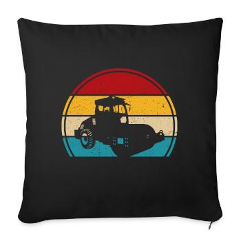 Roller retro t-shirt road roller - Sofa pillowcase 17,3'' x 17,3'' (45 x 45 cm) - black - Front