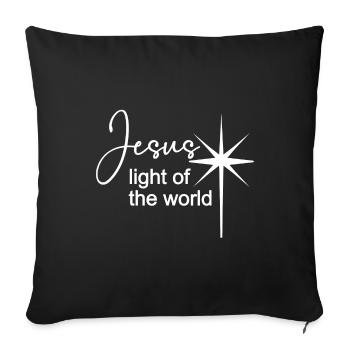 Conception chrétienne Jésus Lumière du Monde - Housse de coussin décorative 45 x 45 cm - noir - Devant