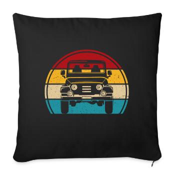 Retro Offroad SUV 4x4 Geländewagen - Sofakissenbezug 45 x 45 cm - Schwarz - Vorne