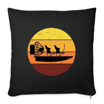 Airboat Fanboat Airboating Planeboat Bateau de marais - Housse de coussin décorative 45 x 45 cm - noir - Devant