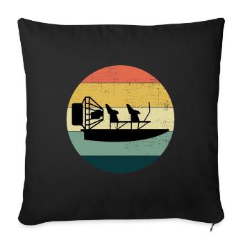 Vintage Rétro Airboat Fanboat Airboating Planeboat - Housse de coussin décorative 45 x 45 cm - noir - Devant