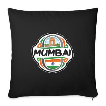 Mumbai Inde Drapeau Badge Voyage Souvenir Timbre - Housse de coussin décorative 45 x 45 cm - noir - Devant