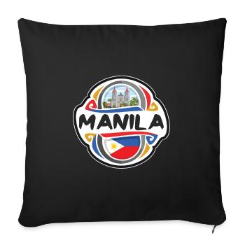 Manila Philippines Flag Travel Souvenir Badge Stam - Sofa pillowcase 17,3'' x 17,3'' (45 x 45 cm) - black - Front