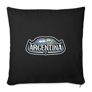 Argentina Flag Travel Souvenir Sticker Badge Logo - Sofa pillowcase 17,3'' x 17,3'' (45 x 45 cm) - black - Front
