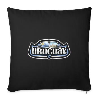 Uruguay Flag Travel Souvenir Sticker Badge Logo - Sofa pillowcase 17,3'' x 17,3'' (45 x 45 cm) - black - Front
