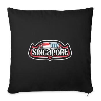 Singapore Flag Travel Souvenir Sticker Badge Logo - Sofa pillowcase 17,3'' x 17,3'' (45 x 45 cm) - black - Front