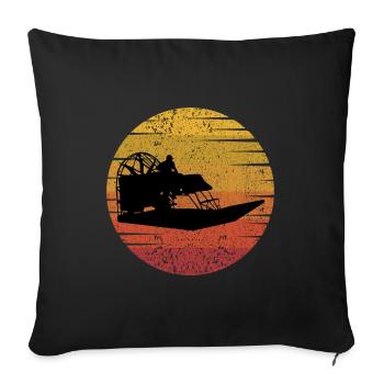 Vintage Rétro Airboat Fanboat Airboating Planeboat - Housse de coussin décorative 45 x 45 cm - noir - Devant