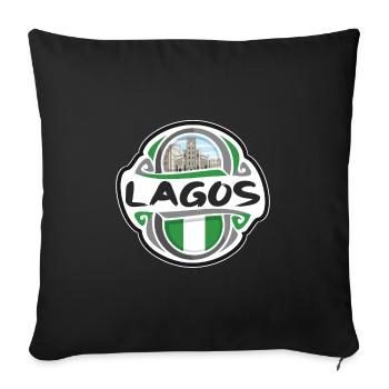 Lagos Nigeria Flag Badge Travel Souvenir Stamp - Sofa pillowcase 17,3'' x 17,3'' (45 x 45 cm) - black - Front