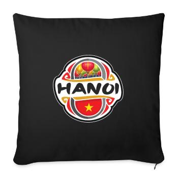Hanoi Vietnam Flagge Abzeichen Reise Souvenir Stempel - Sofakissenbezug 45 x 45 cm - Schwarz - Vorne