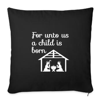 Crèche de Noël chrétienne - Housse de coussin décorative 45 x 45 cm - noir - Devant