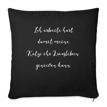witzig lustige katze fellzeichnung - Sofakissenbezug 45 x 45 cm - Schwarz - Vorne