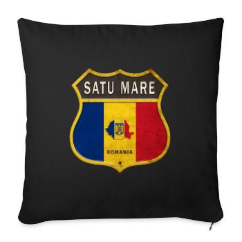 Motif écusson Satu Mare Romania - Housse de coussin décorative 45 x 45 cm - noir - Devant