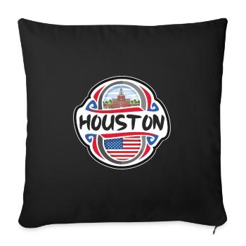 Houston ÉTATS-UNIS Drapeau des États-Unis Souvenir de voyage Bad - Housse de coussin décorative 45 x 45 cm - noir - Devant