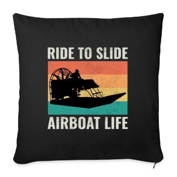 Airboat Fanboat Airboating Vintage Rétro - Housse de coussin décorative 45 x 45 cm - noir - Devant