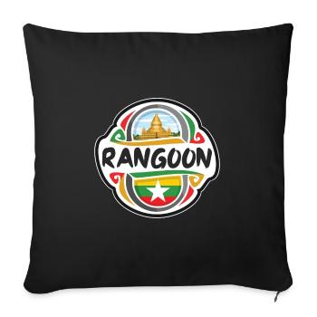 Rangun Myanmar Flagge Abzeichen Reise Souvenir Stempel - Sofakissenbezug 45 x 45 cm - Schwarz - Vorne