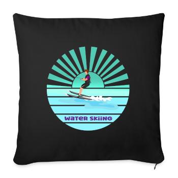 Sunset water skiing - Sofa pillowcase 17,3'' x 17,3'' (45 x 45 cm) - black - Front