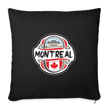 Montreal Canada Flag Badge Travel Souvenir Stamp - Sofa pillowcase 17,3'' x 17,3'' (45 x 45 cm) - black - Front