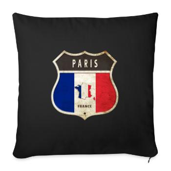 Paris France Armoiries Drapeaux Design - Housse de coussin décorative 45 x 45 cm - noir - Devant