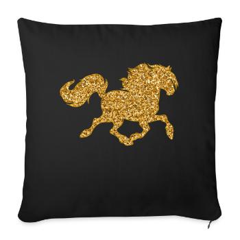 Pferdeliebe Pferde Islandpferde Galopp Fohlen - Sofakissenbezug 45 x 45 cm - Schwarz - Vorne