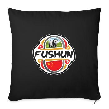 Fushun China Flag Badge Travel Souvenir Stamp - Sofa pillowcase 17,3'' x 17,3'' (45 x 45 cm) - black - Front