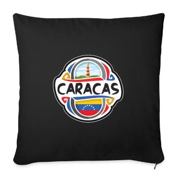 Caracas Venezuela Drapeau Badge Voyage Souvenir Timbre - Housse de coussin décorative 45 x 45 cm - noir - Devant