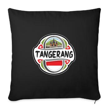 Tangerang Indonésie Drapeau Voyage Souvenir Badge Sta - Housse de coussin décorative 45 x 45 cm - noir - Devant