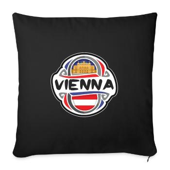 Vienna Austria Flag Badge Travel Souvenir Stamp - Sofa pillowcase 17,3'' x 17,3'' (45 x 45 cm) - black - Front