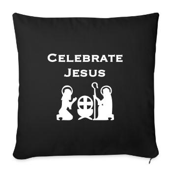 Le design chrétien de Noël célèbre Jésus - Housse de coussin décorative 45 x 45 cm - noir - Devant