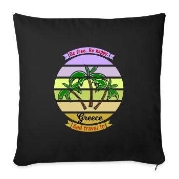 Vacances en Grèce - Housse de coussin décorative 45 x 45 cm - noir - Devant