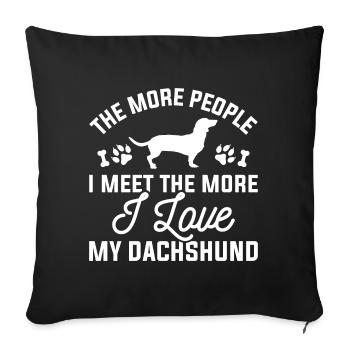 J’aime mon teckel - Housse de coussin décorative 45 x 45 cm - noir - Devant