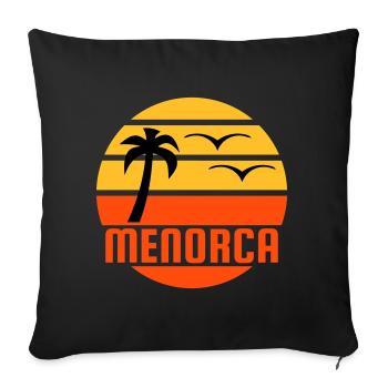 Menorca (sun, palm tree, birds) - Sofa pillowcase 17,3'' x 17,3'' (45 x 45 cm) - black - Front