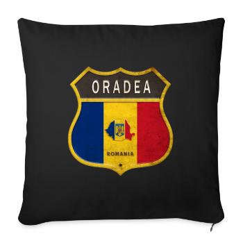 Armoiries d'Oradea Romania - Housse de coussin décorative 45 x 45 cm - noir - Devant