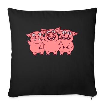 Funny funny pig team - Sofa pillowcase 17,3'' x 17,3'' (45 x 45 cm) - black - Front