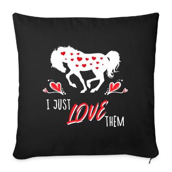 Chevaux Déclaration Cœur Chevaux Islandais Cheval Amour - Housse de coussin décorative 45 x 45 cm - noir - Devant