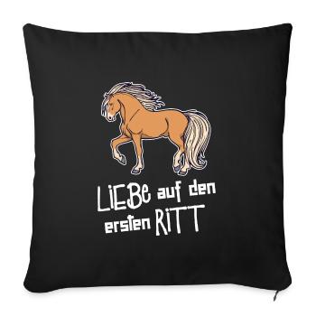 Chevaux Équitation Cheval Déclaration d’amour Chevaux islandais - Housse de coussin décorative 45 x 45 cm - noir - Devant
