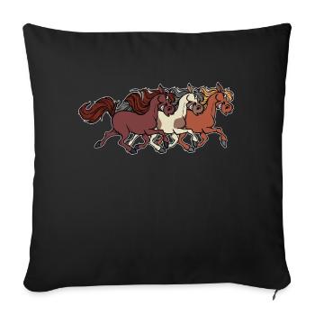 Étalon Chevaux de galop Chevaux islandais Cheval Fou - Housse de coussin décorative 45 x 45 cm - noir - Devant