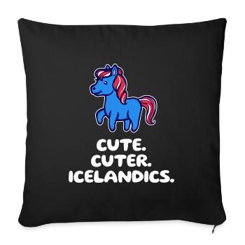 Icelandic Horses Pony Horse Fan Iceland Ponies Statement - Sofa pillowcase 17,3'' x 17,3'' (45 x 45 cm) - black - Front