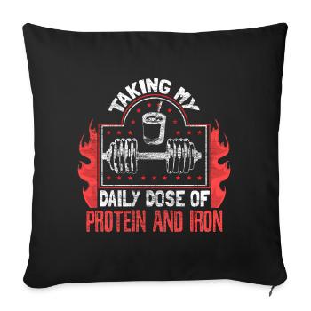 Pompes de musculation Haltères - Housse de coussin décorative 45 x 45 cm - noir - Devant