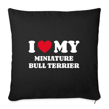 J’adore mon Bull Terrier miniature - Housse de coussin décorative 45 x 45 cm - noir - Devant