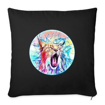 Chat lynx en liberté un chat sauvage - Housse de coussin décorative 45 x 45 cm - noir - Devant