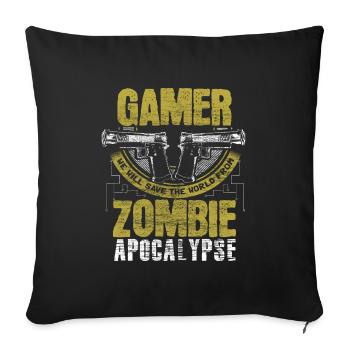 Zombie Apocalypse Virus Drôle Cadeau - Housse de coussin décorative 45 x 45 cm - noir - Devant