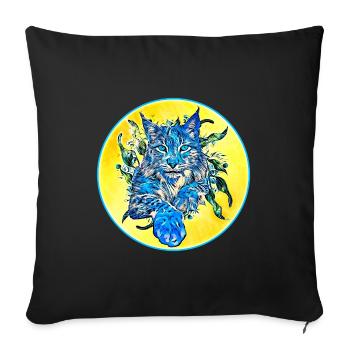 Chat lynx en liberté un chat sauvage - Housse de coussin décorative 45 x 45 cm - noir - Devant