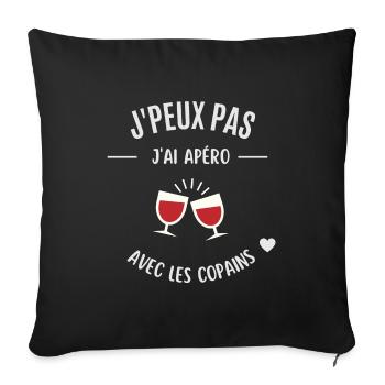 Je peux pas j'ai apéro avec les copains - Housse de coussin décorative 45 x 45 cm - noir - Devant