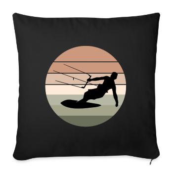 Kiteboarding Kiteboarder Kitesurfing Kitesurf - Housse de coussin décorative 45 x 45 cm - noir - Devant