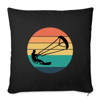 Kiteboarding Kiteboarder Kitesurfing Kitesurf - Housse de coussin décorative 45 x 45 cm - noir - Devant