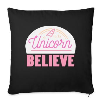 BELIEVE Cute Awesome Unicorn Designs T-Shirt - Sofakissenbezug 45 x 45 cm - Schwarz - Vorne