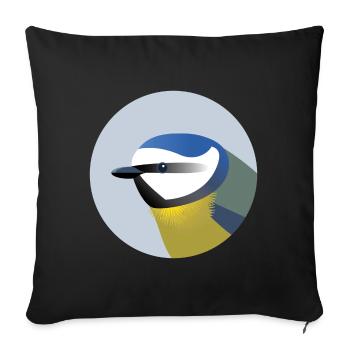 Portrait d’oiseau bleu / Illustration - Housse de coussin décorative 45 x 45 cm - noir - Devant