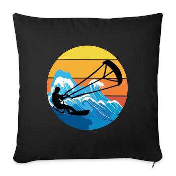 Kitesurf Kitesurf Kitesurf Vintage Rétro - Housse de coussin décorative 45 x 45 cm - noir - Devant