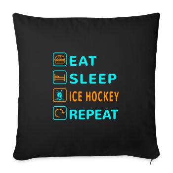 Mangez. Dormir. Hockey sur glace. Répéter le - Housse de coussin décorative 45 x 45 cm - noir - Devant